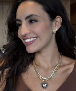 Alternative view of Brinco Coração Cristal - Banho de Ouro 18K