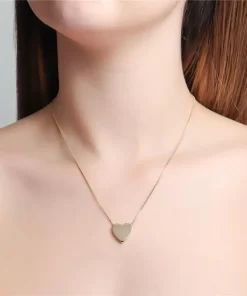 Alternative view of Colar Coração Liso - Banho Ouro 18K