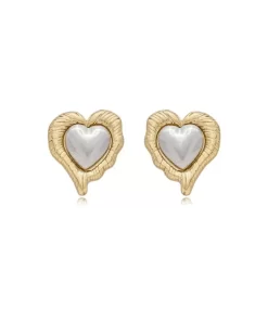 Brinco Coração Duo - Banho de Ouro 18K