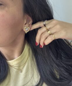 Alternative view of Brinco Coração Duo - Banho de Ouro 18K