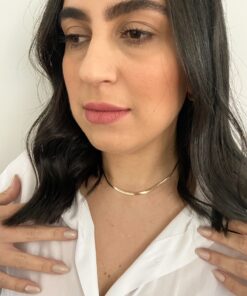 Alternative view of Colar Fita Lisa – Banho de Ouro 18K