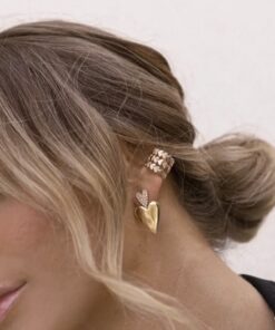 Alternative view of Brinco Duplo Heart Liso - Banho de Ouro 18K