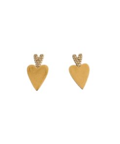 Brinco Duplo Heart Liso - Banho de Ouro 18K