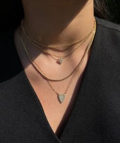 Alternative view of Colar Duplo Bolinhas e Coração - Banho Ouro 18K