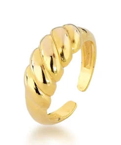Anel Croissant Regulável – Banho de Ouro 18K