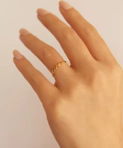 Alternative view of Anel ZigZag Regulável – Banho de Ouro 18K