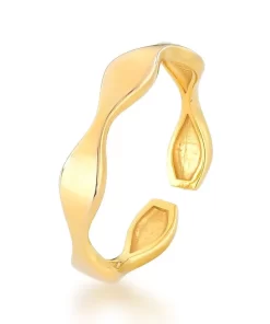 Anel Ondinhas Regulável – Banho de Ouro 18K
