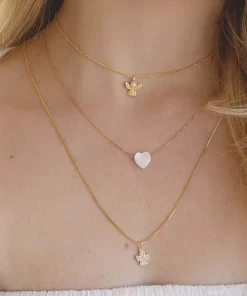 Alternative view of Colar Coração Solitário Madrepérola – Banho Ouro 18K