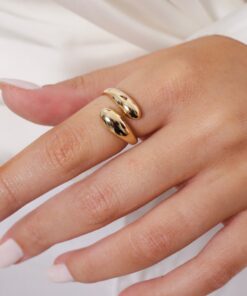 Alternative view of Anel Gomos Regulável – Banho de Ouro 18K