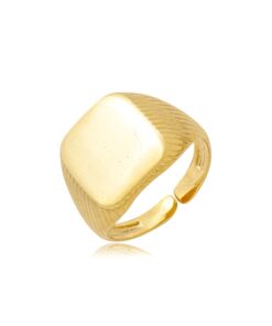 Anel Quadrado Largo – Banho de Ouro 18K