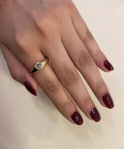 Alternative view of Anel Coração Zircônia – Banho de Ouro 18K